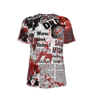 Close-Up of Killer Headlines Graphic on High-Quality T-Shirt